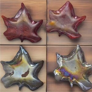 Fall Maple Leaf Pattern Glass Dish Set of 4